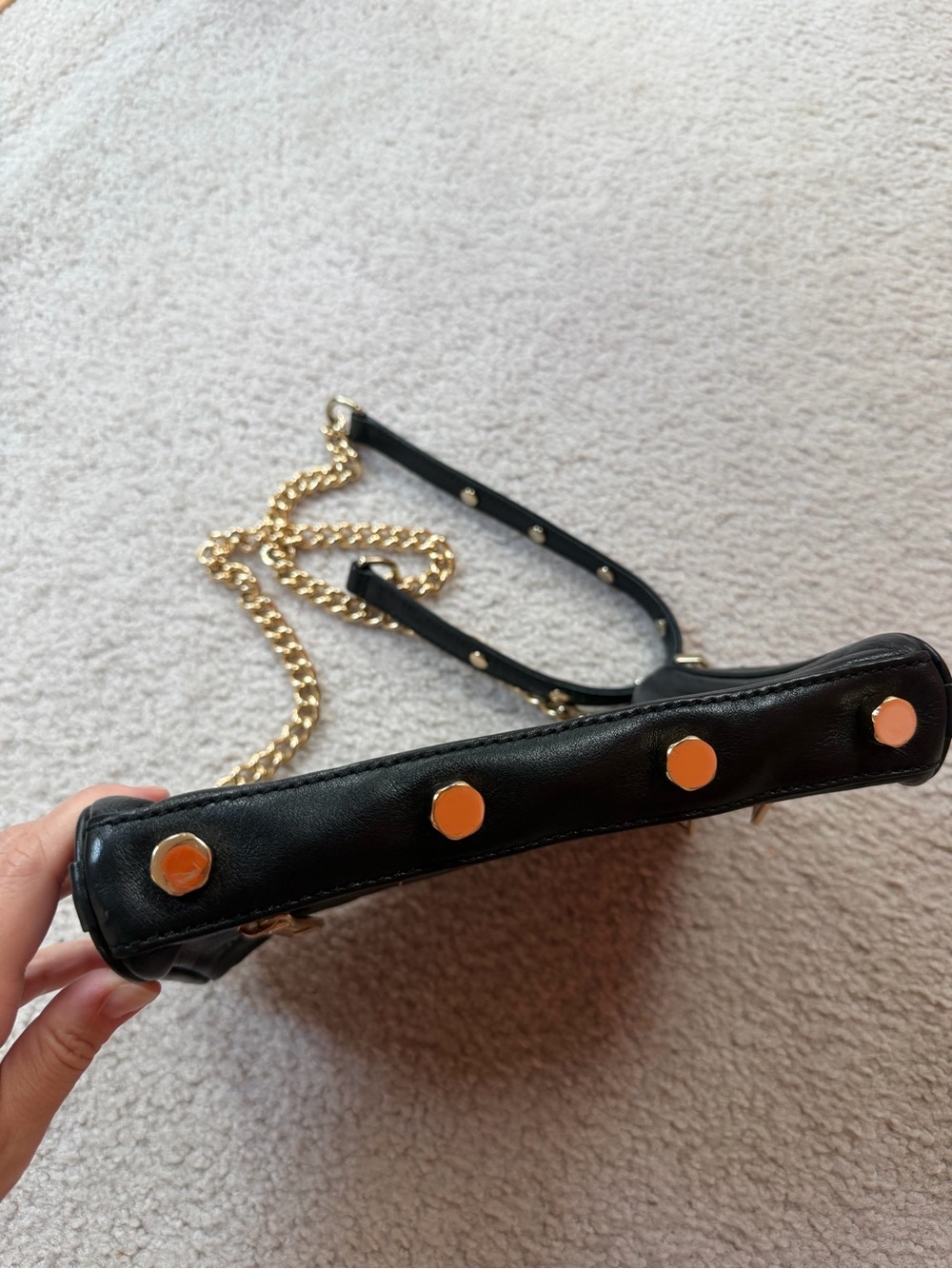 Rebecca Minkoff crossbody bag black leather chain strap - Picture 3 of 7